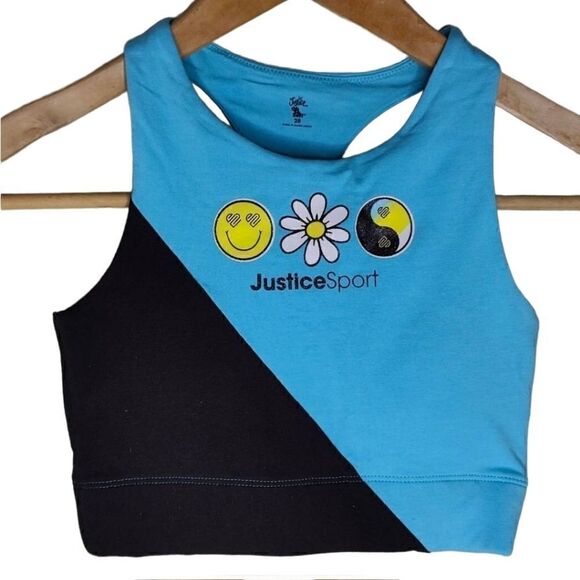 Justice Sport Smile Graphic Front Sports Bra - Picture 1 of 7